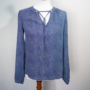 MICHAEL KORS peasant top blouse XS navy snake